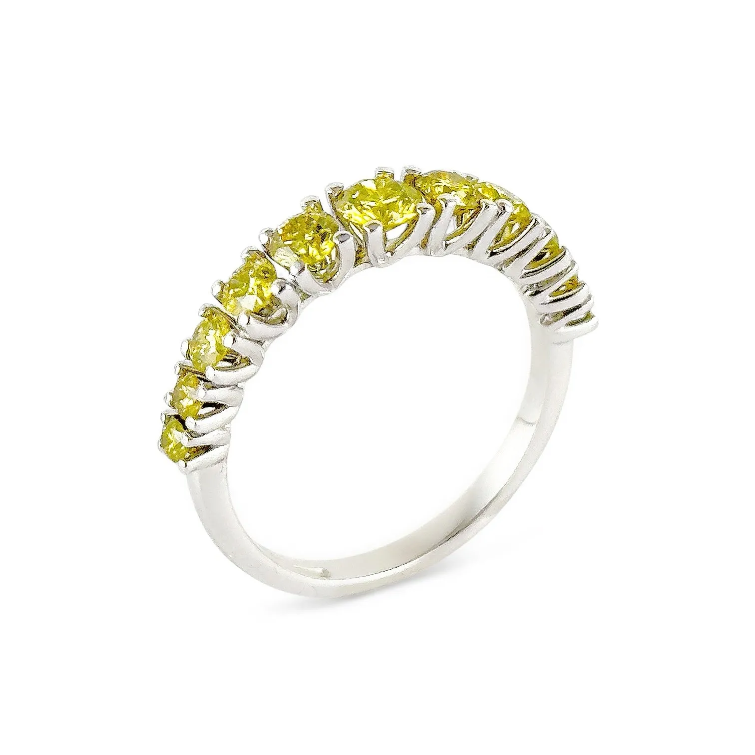 Anello veretta in oro con diamanti gialli fancy color