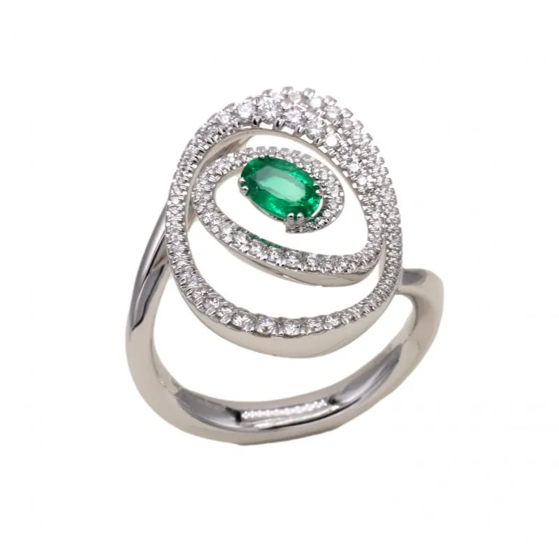 anello fantasia donna Giorgio Visconti ab17000s in oro 750 bianco con smeraldo e diamanti