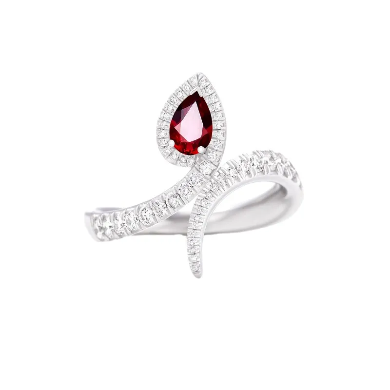 anello fantasia snake donna Giorgio Visconti Like me ab16994r in oro 750 bianco con rubino e diamanti