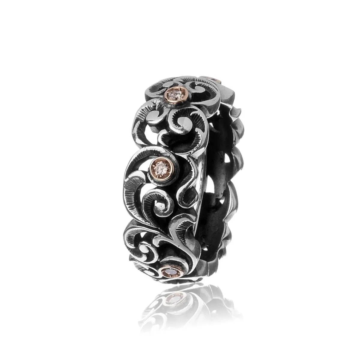 Anello in argento e diamanti brown