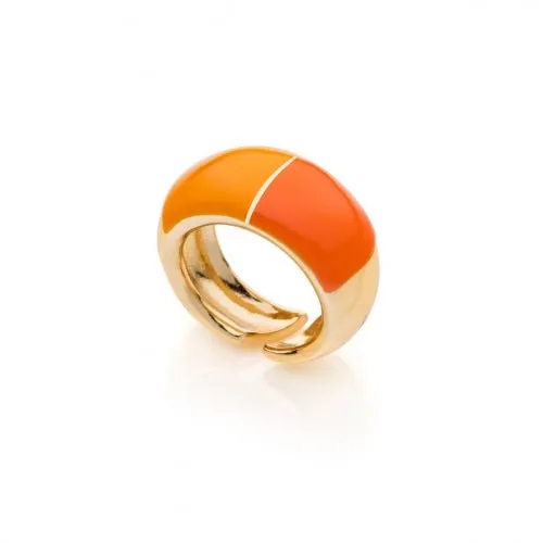 Anello in bronzo dorato da donna Unoaerre con smalto arancio - 2093