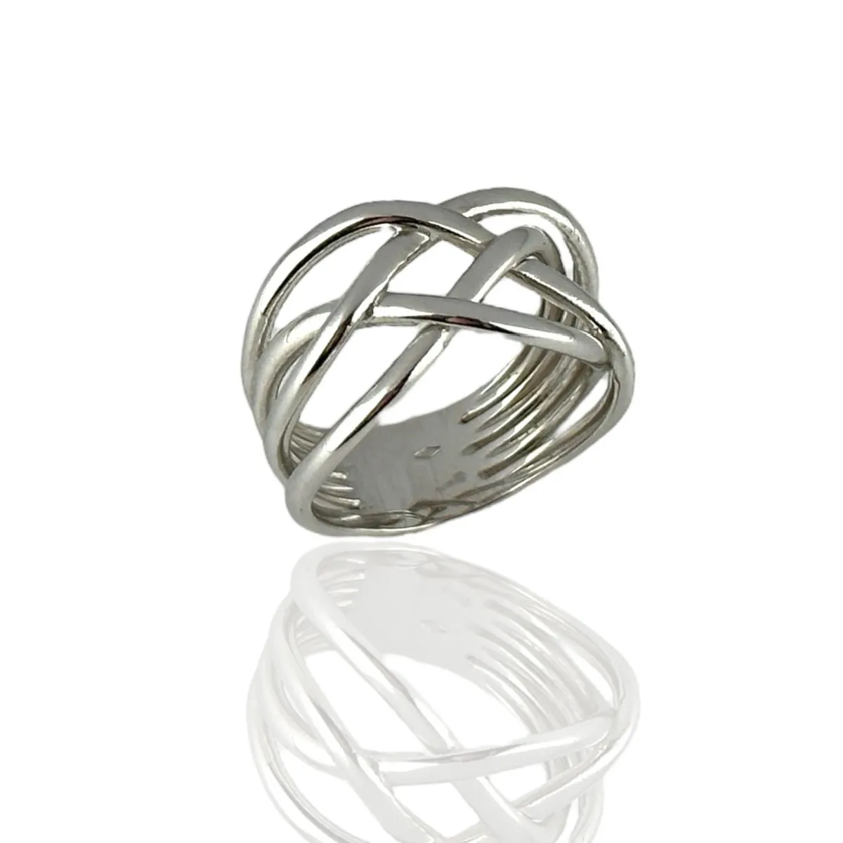 Anello intreccio in oro bianco