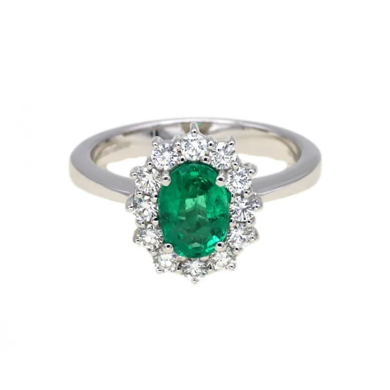 anello margherita donna Giorgio Visconti ab15300s in oro 750 bianco con smeraldi e diamanti