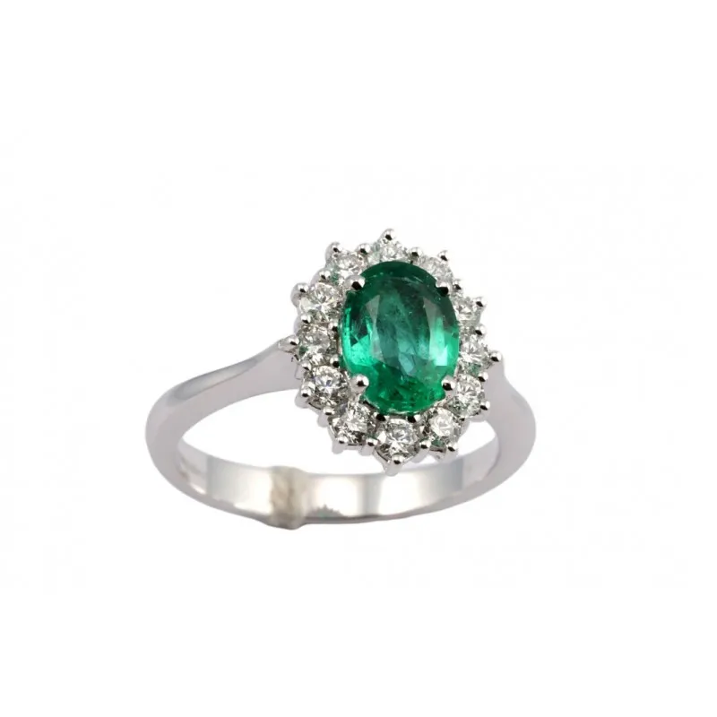 anello margherita donna Giorgio Visconti ab16672cs in oro 750 bianco con smeraldo e diamanti