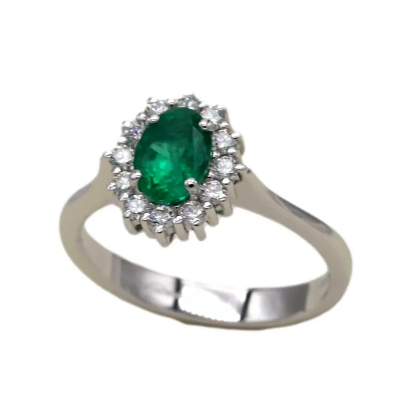 anello margherita donna Giorgio Visconti ab16802s in oro 750 bianco con smeraldo e diamanti