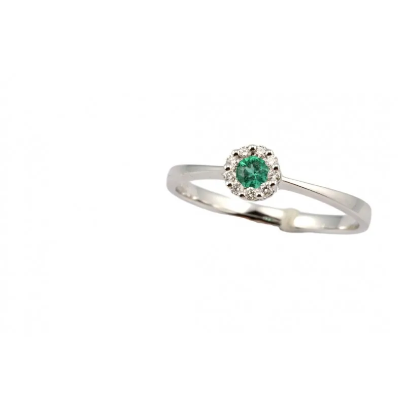 anello margherita donna Giorgio Visconti abx15040s in oro 750 bianco con smeraldo e diamanti