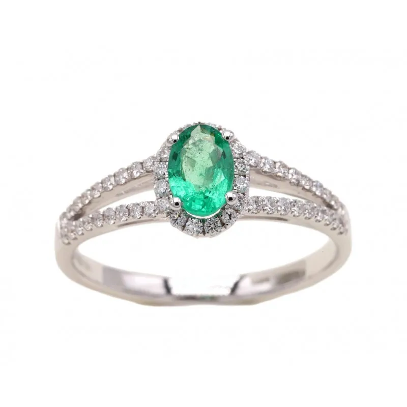 anello margherita donna Giorgio Visconti abx15782s in oro 750 bianco con Smeraldo e diamanti