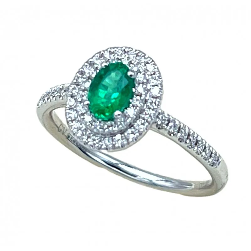 anello margherita donna Giorgio Visconti abx17237s in oro 750 bianco con smeraldo e diamanti