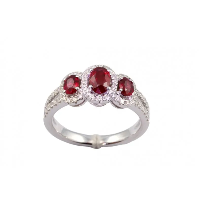 anello margherita donna Giorgio Visconti trilogy abx14157r in oro 750 bianco con rubini e diamanti