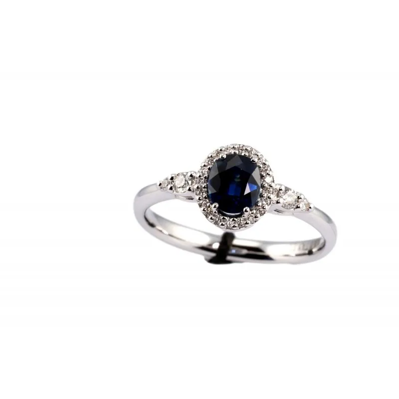 anello margherita donna Recarlo r33cc174-zb in oro 750 bianco, zaffiri e diamante