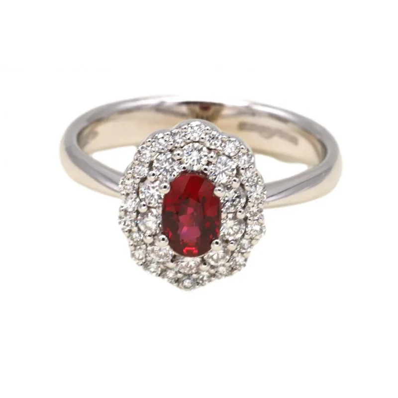 anello margherita Giorgio Visconti oro bianco diamanti e rubino