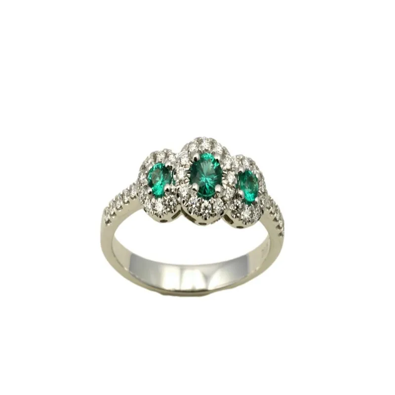 anello margherita stile trilogy donna Giorgio Visconti abx16073s in oro 750 bianco con smeraldi e diamanti