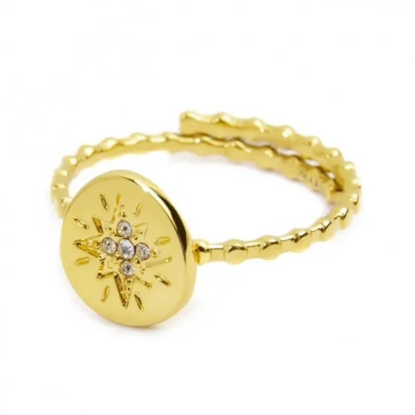 Anello Medaglietta Con Rosa Dei Venti Con Strass