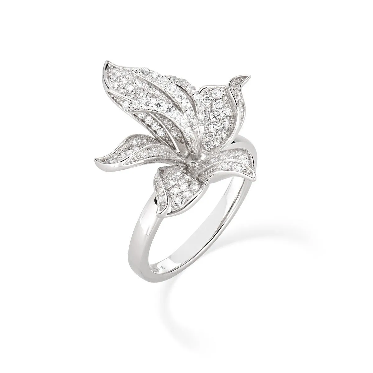 Anello Orchidea Zirconi Bianchi - RFILUBBZ