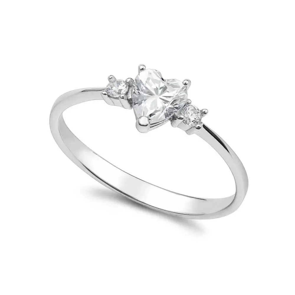 Anello Oro Bianco Cuore Zirconi Ambrosia AAZ 145