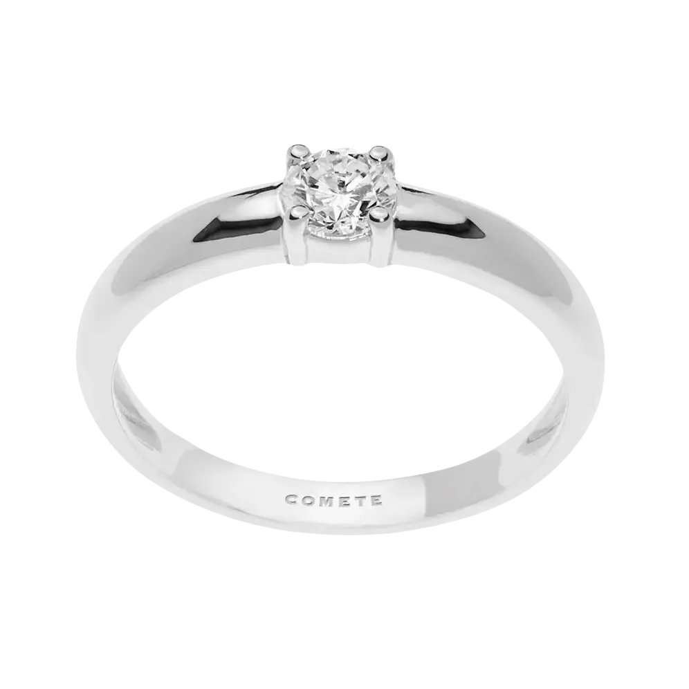 Anello Oro bianco Diamante Solitario Comete Gioielli