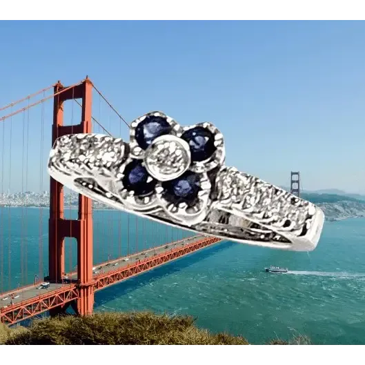 Anello Oro Bianco Diamanti e Zaffiri CEVA GIOIELLI