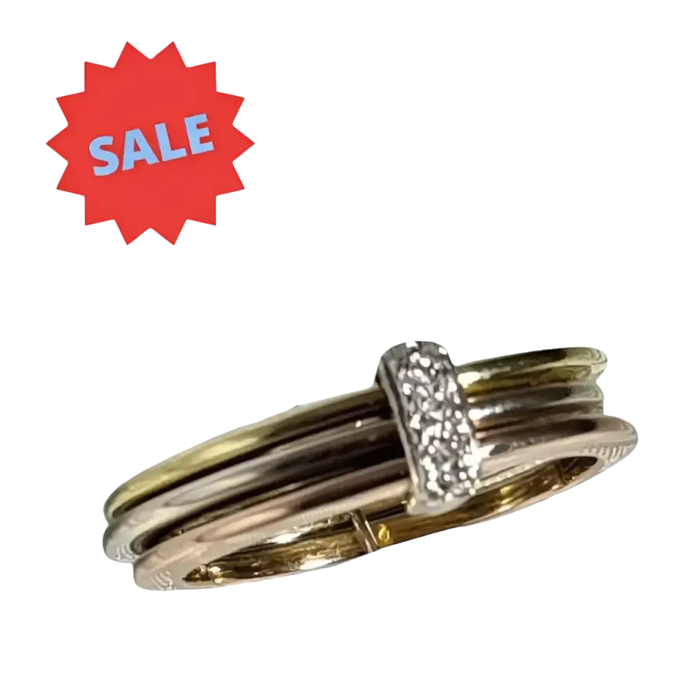 Bracciale Tricolore con Diamanti e Anello Oro