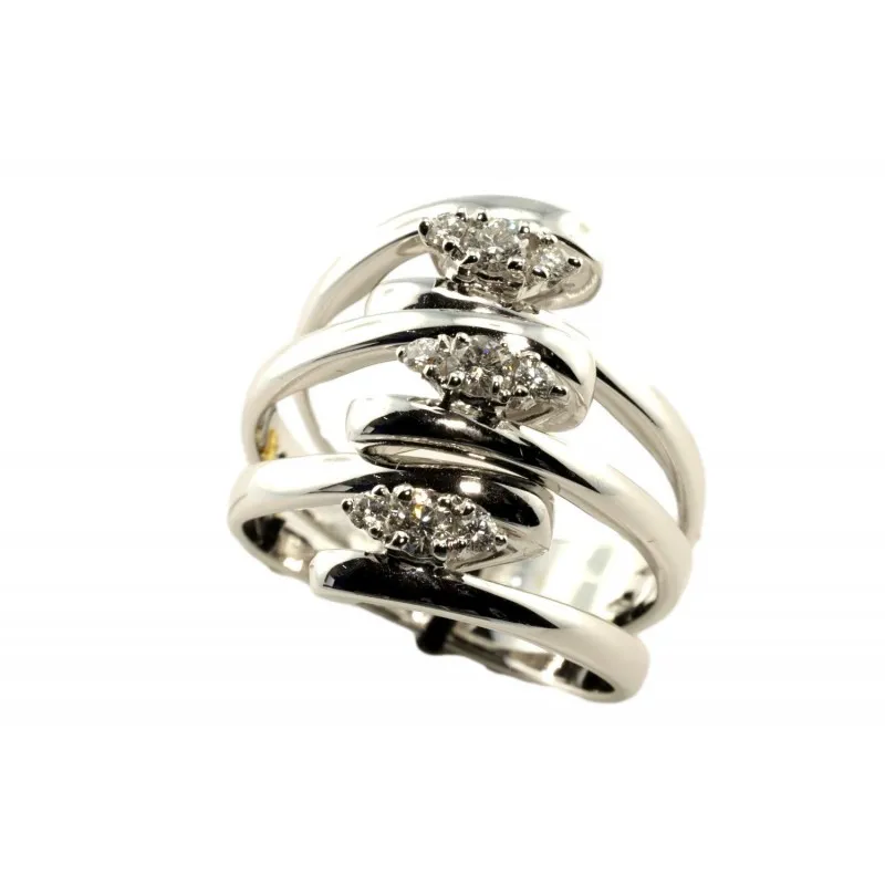 anello pavè donna Recarlo zp334-b in oro 750 bianco con diamanti