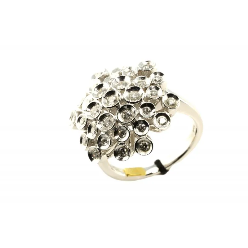 anello pavè donna Recarlo zr111-2b in oro 750 bianco con diamanti