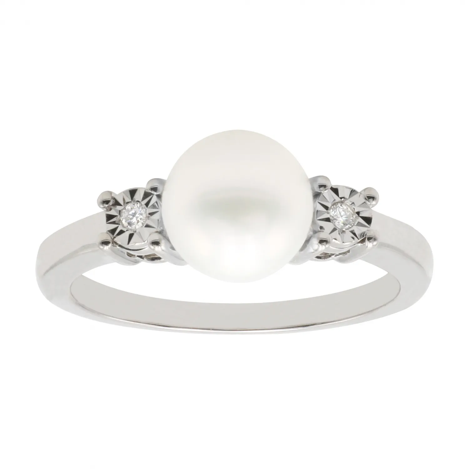 Anello Con Perla E Diamanti