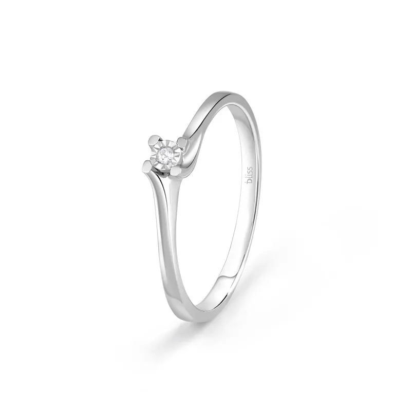 anello solitario donna Bliss RUGIADA 20069893 in oro 750 bianco con diamanti