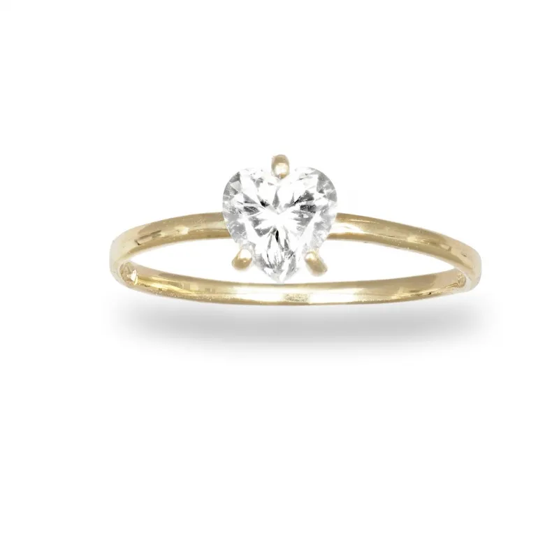 Anello Solitario in Oro Giallo 375 con Pietra Cuore