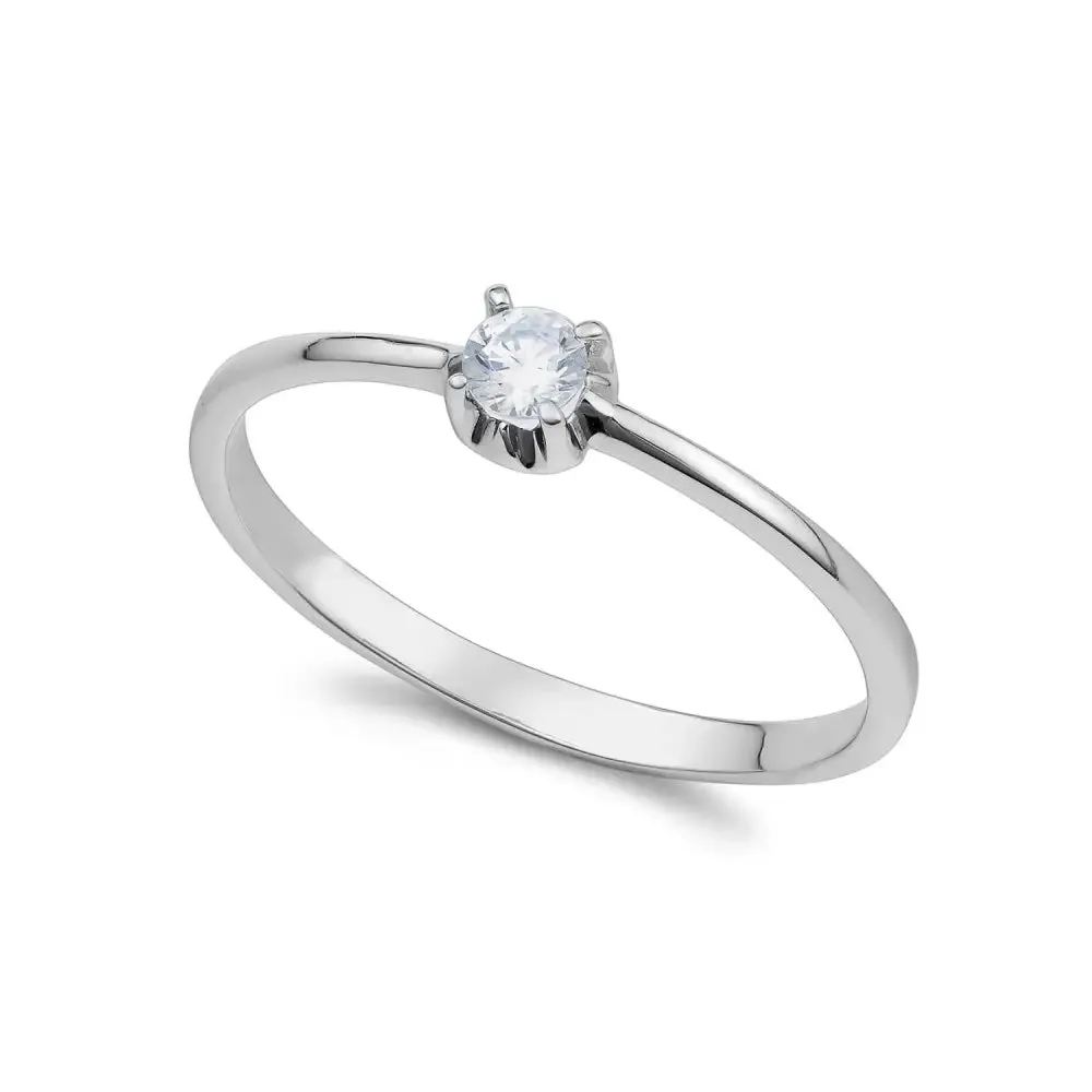 Anello Solitario Zircone Bianco Ambrosia AAZ 140
