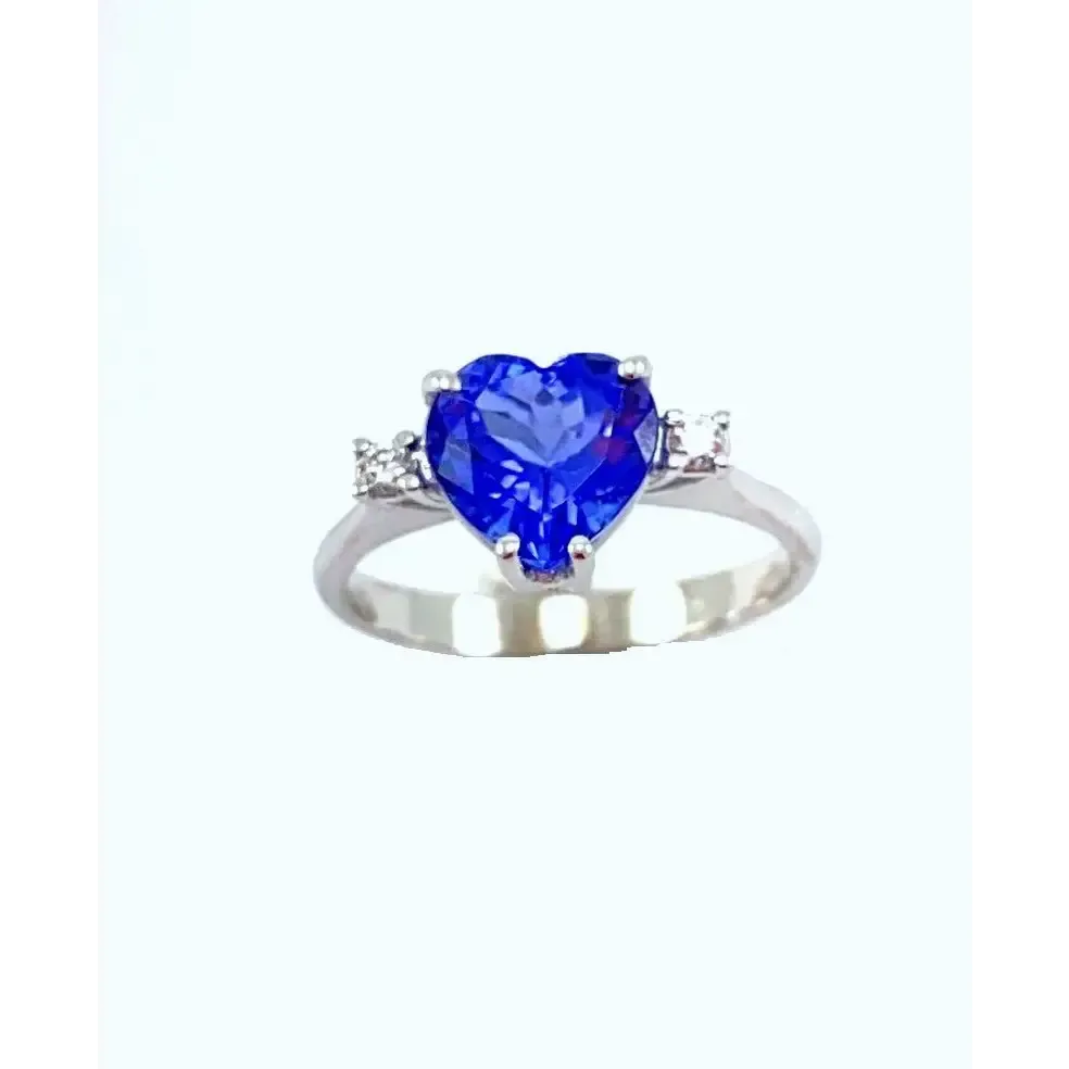 Anello Tanzanite, Oro Bianco e Diamanti
