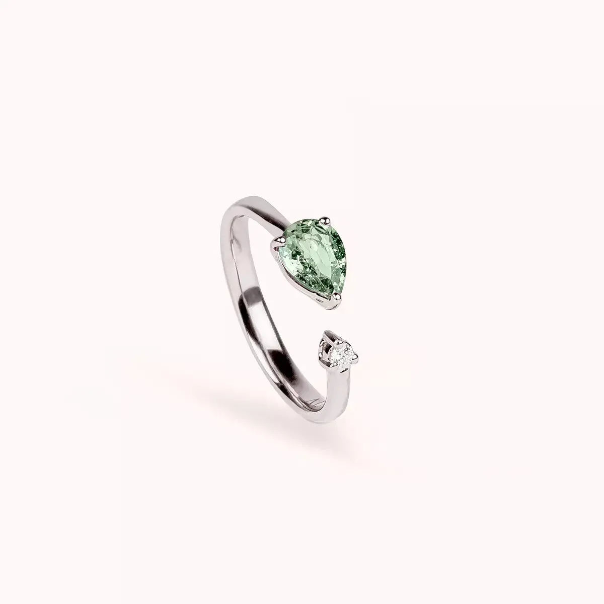 Anello Toi et Moi Duetto Zaffiro Verde e Diamante