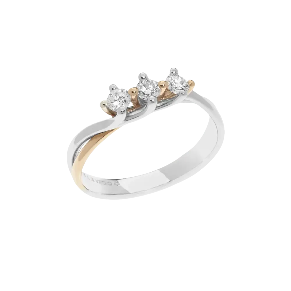 Anello Trilogy Diamanti Double Oro Bianco e Rosé