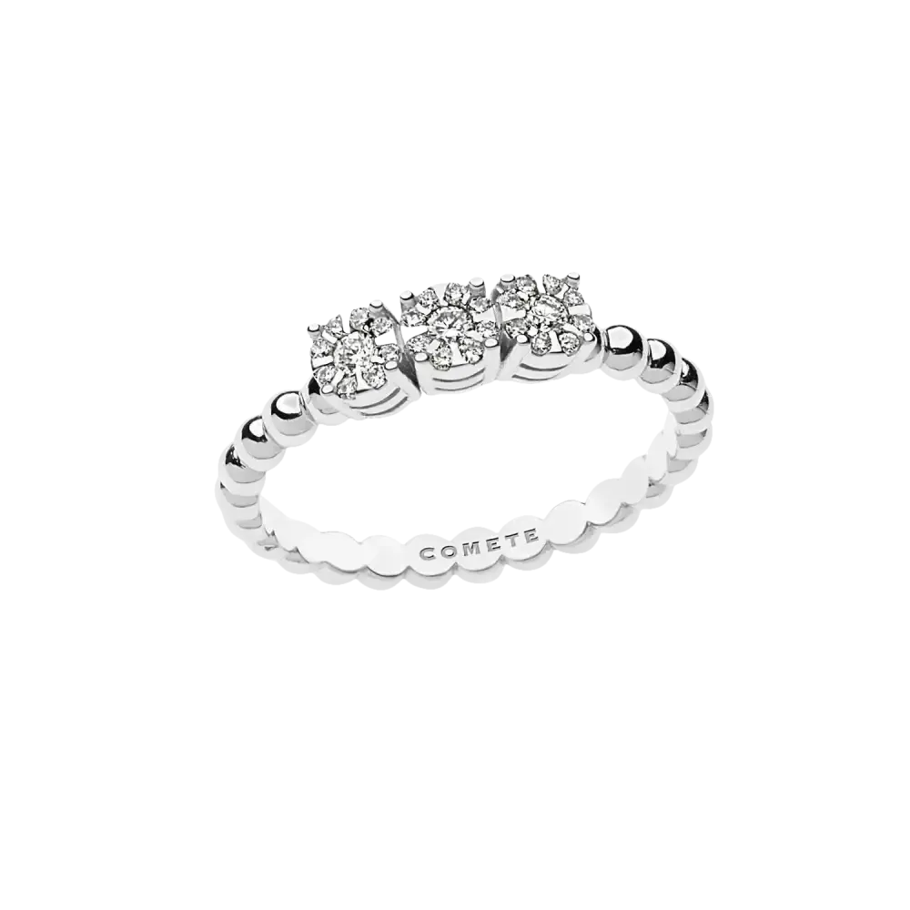 Anello Trilogy Diamanti Oro Bianco COMETE GIOIELLI