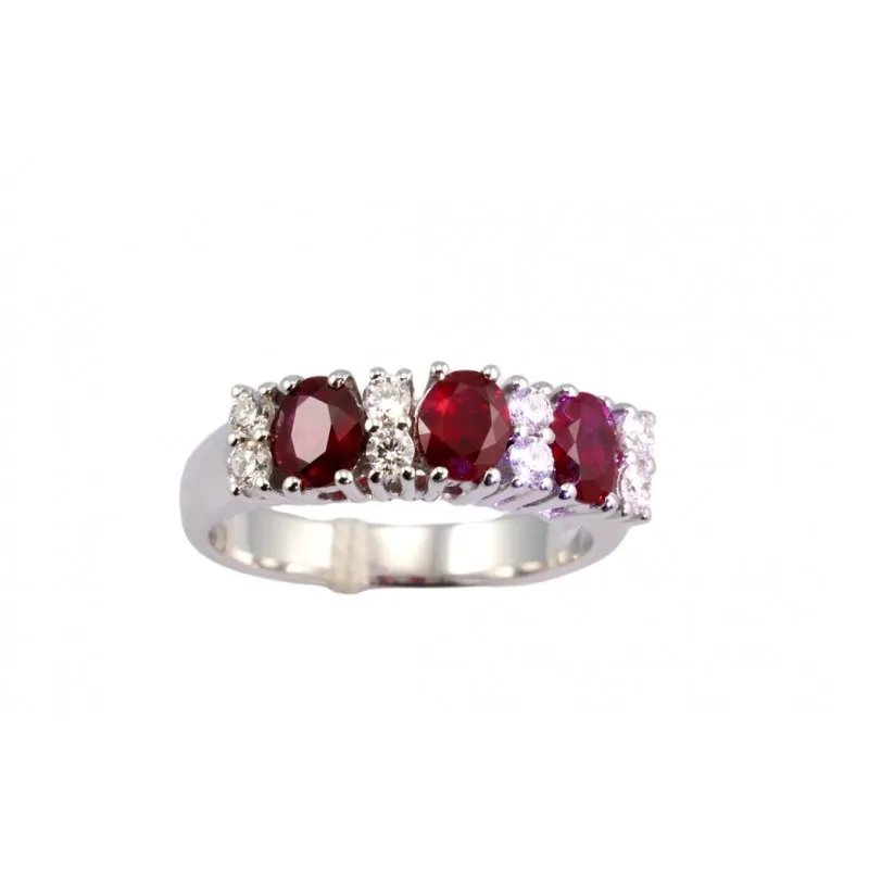 anello trilogy donna Giorgio Visconti ab12109r in oro 750 bianco con rubini e diamanti