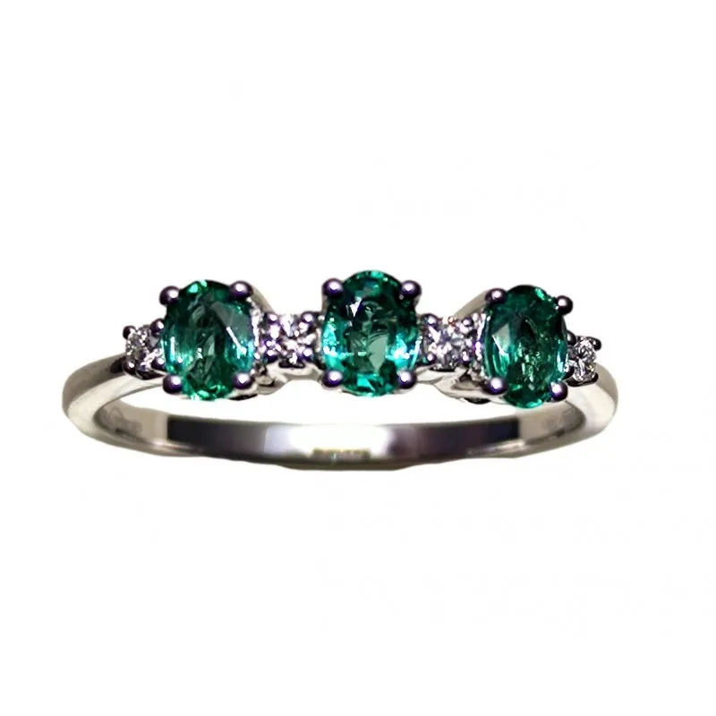 anello trilogy donna Giorgio Visconti ab15726s in oro 750 bianco con smeraldi e diamanti