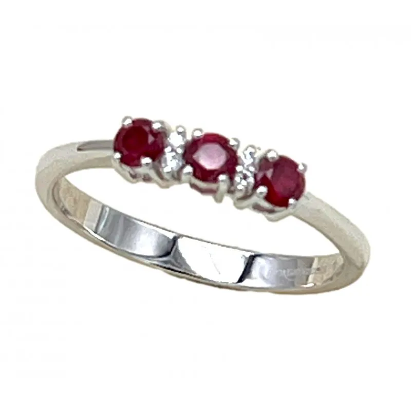 anello trilogy donna Giorgio Visconti ab16837r in oro 750 bianco con rubini e diamanti