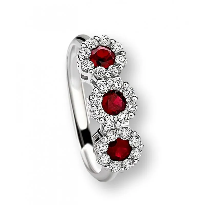 anello trilogy donna Giorgio Visconti abx15044r in oro 750 bianco con rubini e diamanti