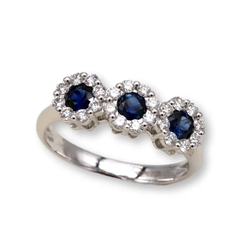anello trilogy donna Giorgio Visconti abx15044z in oro 750 bianco con zaffiri e diamanti