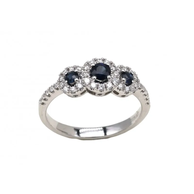 anello trilogy donna Giorgio Visconti abx16073z in oro 750 bianco con zaffiri e diamanti