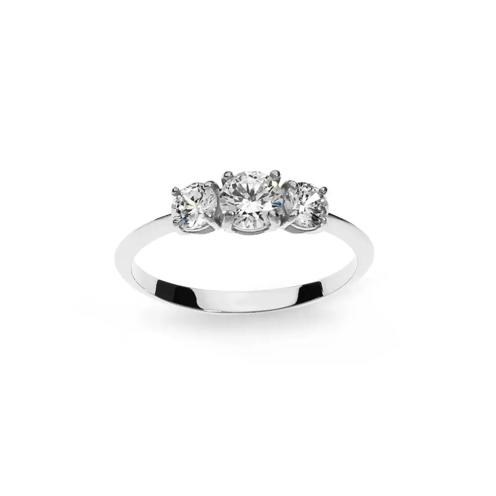 Anello Oro Bianco Trilogy zirconi Ambrosia AAZ 031