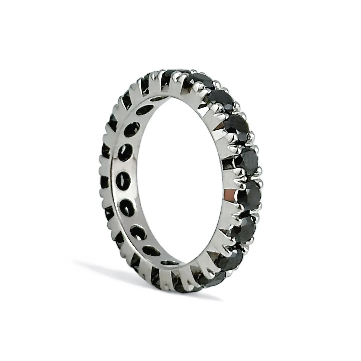 Anello veretta a giro in oro con diamanti neri - Simmi Gioielli