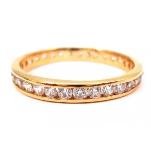 ANELLO VERETTA DA DONNA IN ORO GIALLO 18 KT CON ZIRCONI BIANCHI