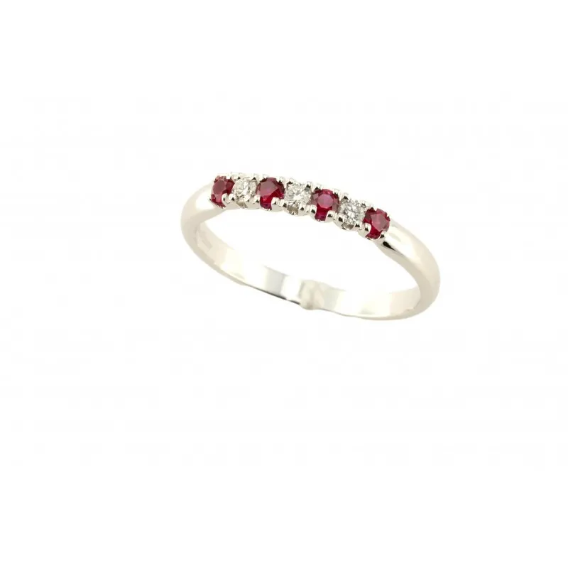 anello veretta donna Giorgio Visconti ab14136ar in oro 750 bianco con rubini e diamanti