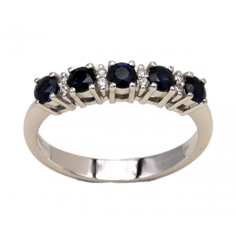 anello veretta donna Giorgio Visconti ab16839z in oro 750 bianco con zaffiri e diamanti