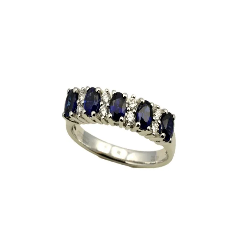 anello veretta donna Giorgio Visconti abx16072z in oro 750 bianco con zaffiri e diamanti