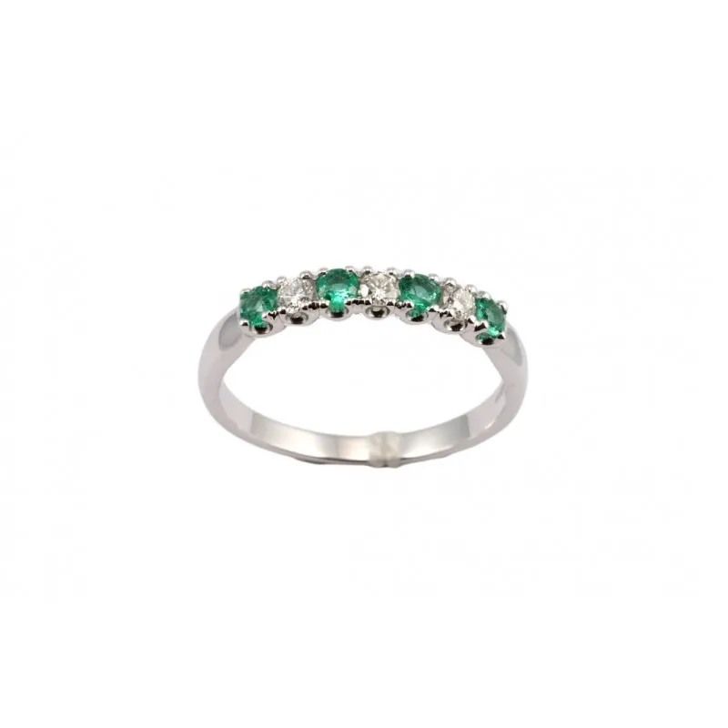 anello veretta donna Giorgio Visconti color love ab14136cs in oro 750 bianco con smeraldi e diamanti