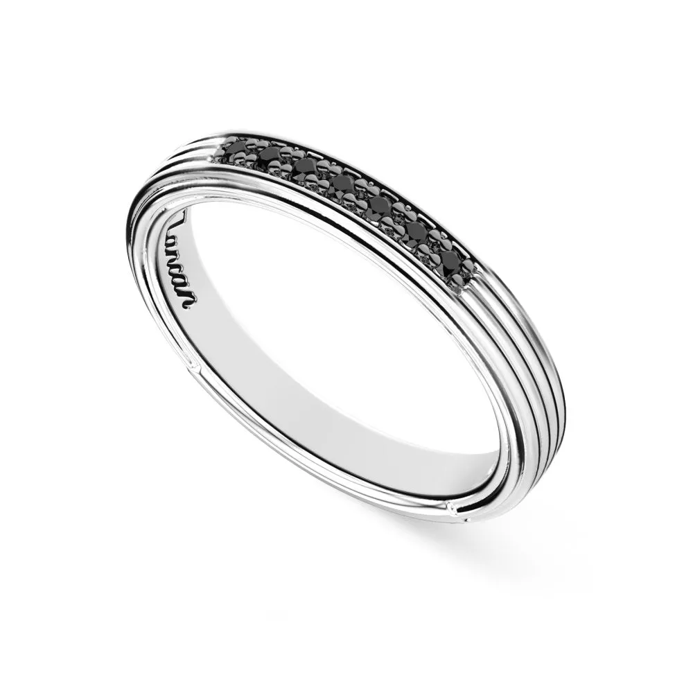 Anello Zancan a fede in argento con pietre nere - EXA200