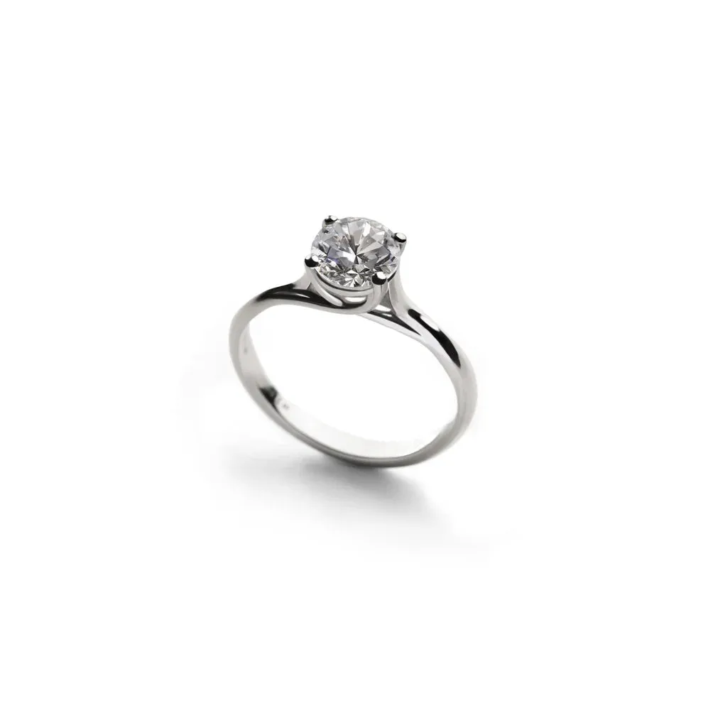 Anello Puro Platino - Solitario Round montatura puro
