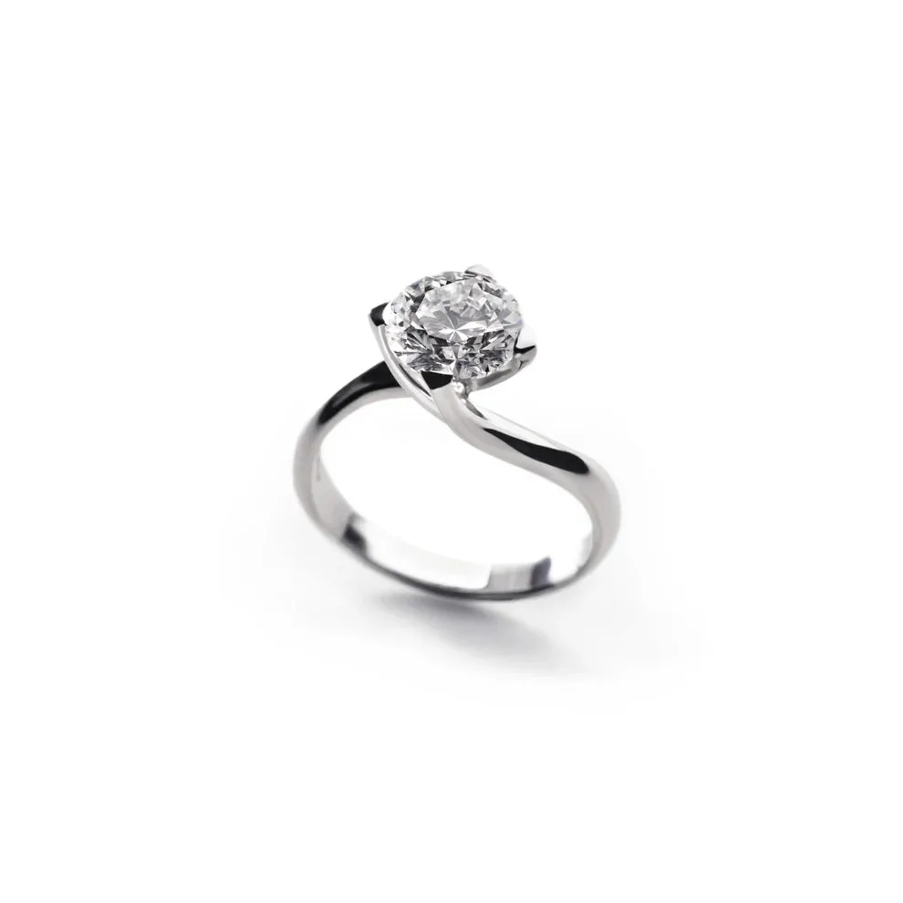 Anello Puro Platino - Solitario Valentin