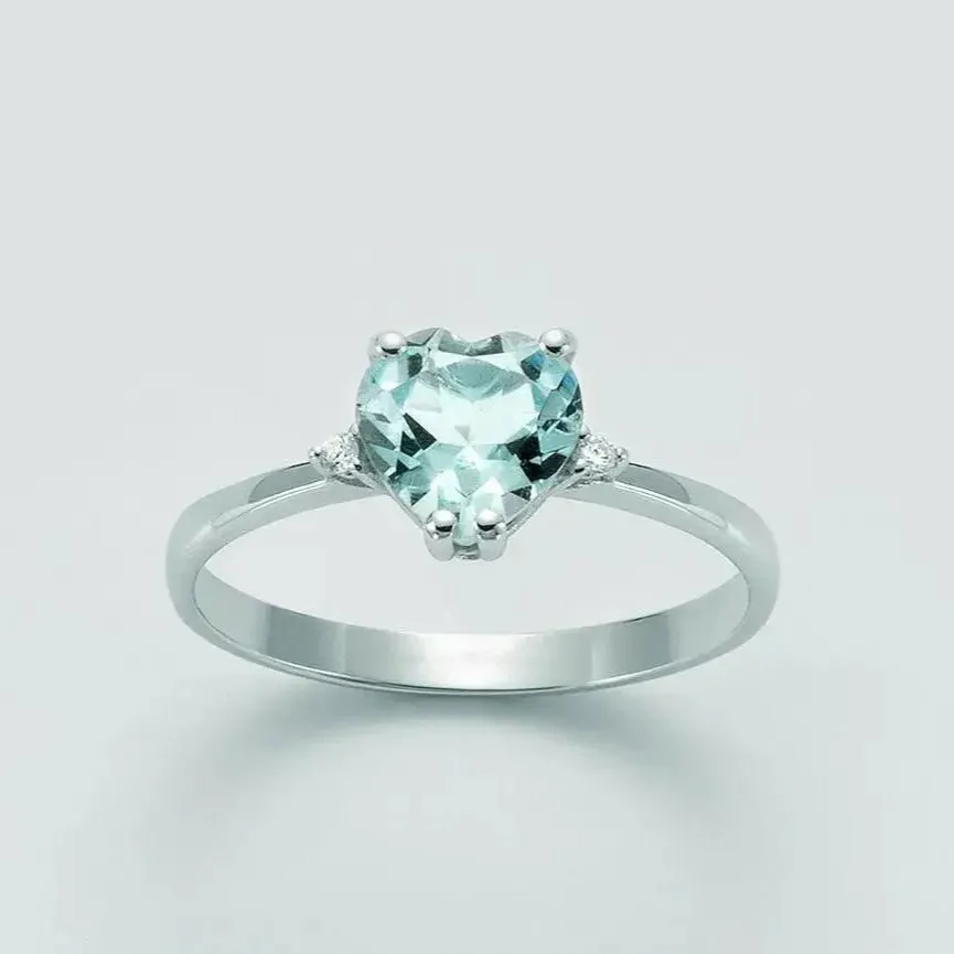Anello donna in oro bianco ed acquamarina LID3428