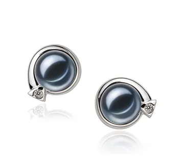 7-8mm di Perle Acqua Dolce Orecchini en Angelina Nero